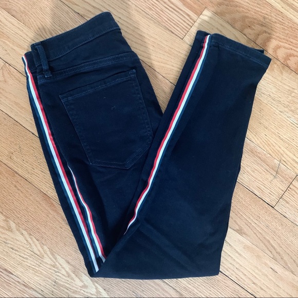 Banana Republic Denim - Banana Republic black skinny jeans with stripes